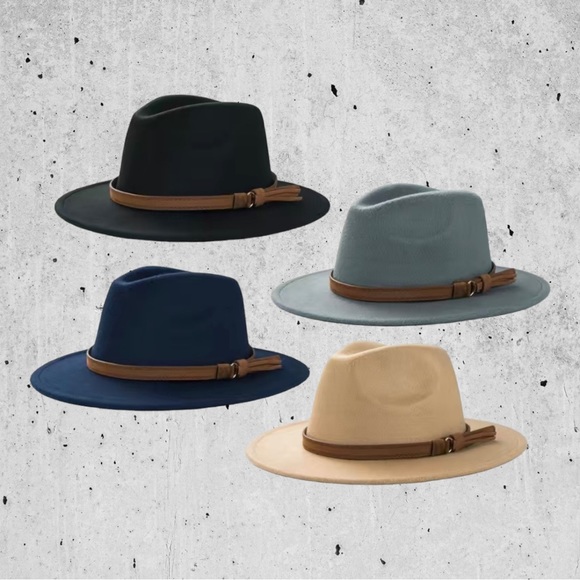 New! Women's Fedora Hat, Panama Hat, Bowler with Wide Brim and Belt Retro - Picture 4 of 12